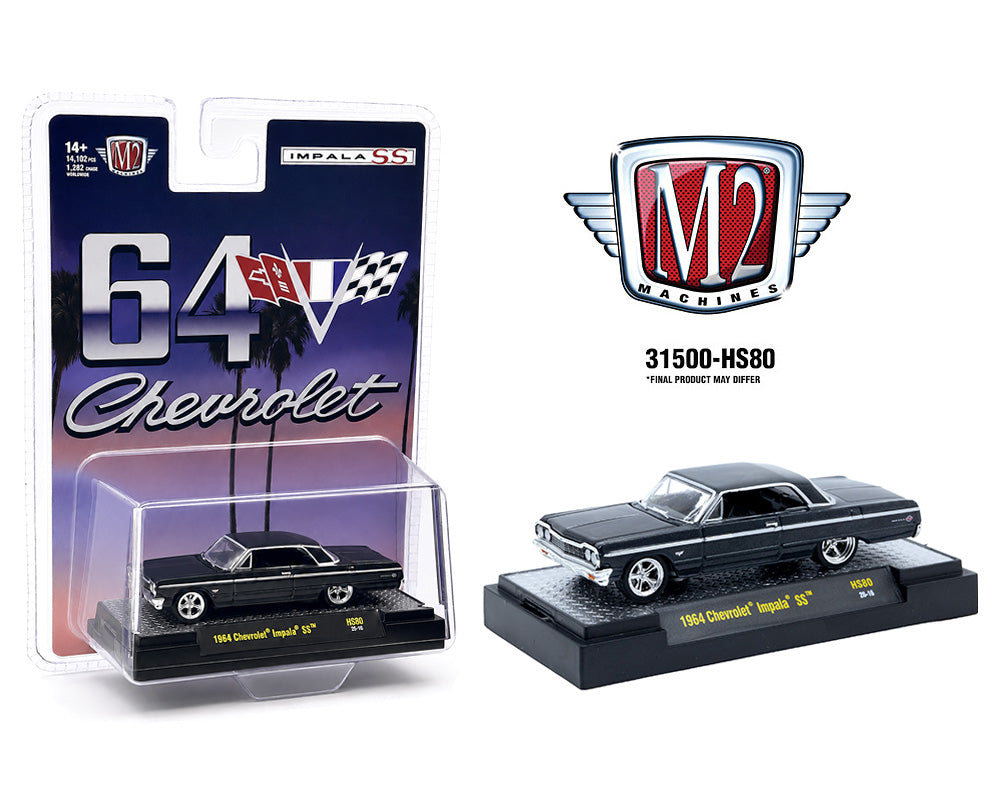 M2 Machines 1:64 1964 Chevrolet Impala Hard Top – Daytona Blue Metallic