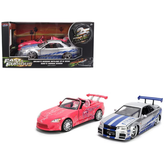 Jada 1:24 Twin Pack – Brian’s Nissan Skyline GT-R (R34) & Suki’s Honda S2000