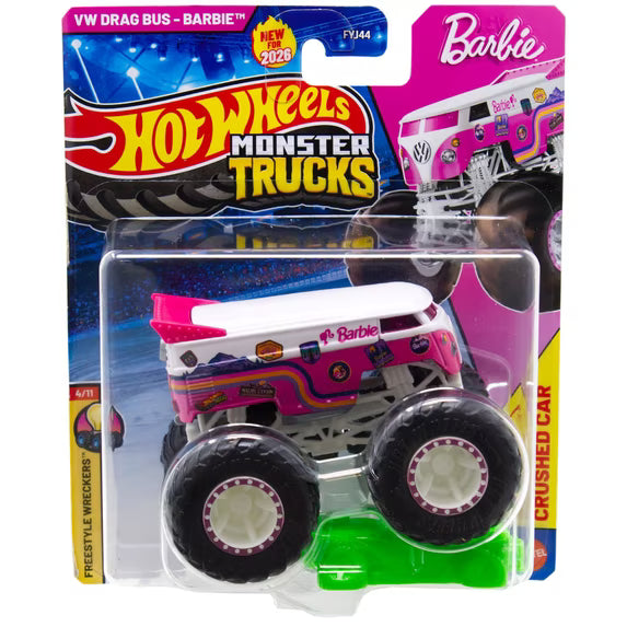 Hot Wheels Monster Trucks VW Drag Bus Barbie 1:64 2026 Freestyle Wreckers