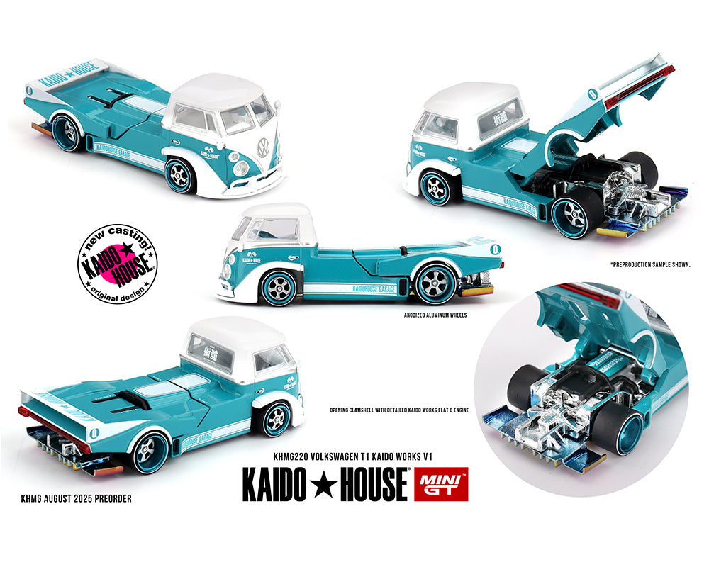 Kaido House x Mini GT Volkswagen T1 KAIDO WORKS V1 – Turquoise/White