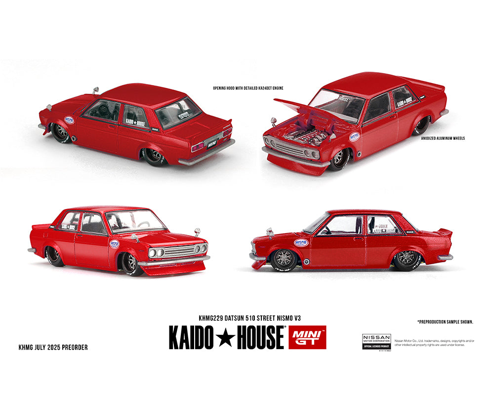 Kaido House x Mini GT 1:64 Datsun 510 Street Nismo V3 – Red