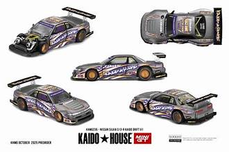 Kaido House x Mini GT Nissan Silvia S13-R Kaido Drift V1 Greddy – Gunmetal Gray
