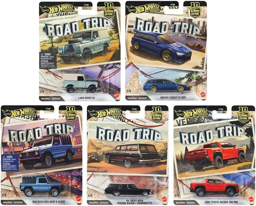 SET of 5 Hot Wheels 1:64 Car Culture 10th Anniversary 2026 V -Road Trip Assortment
