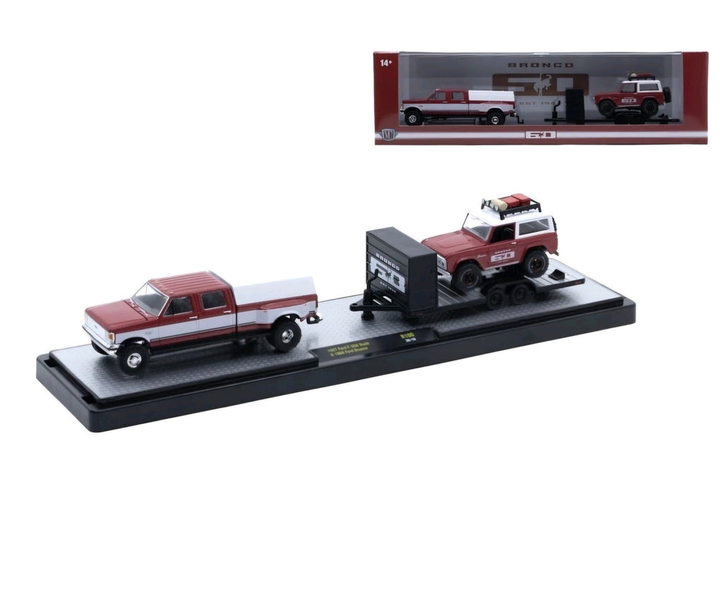 M2 Machines 1987 Ford F350 Dually & 1966 Ford Bronco R100 Hauler