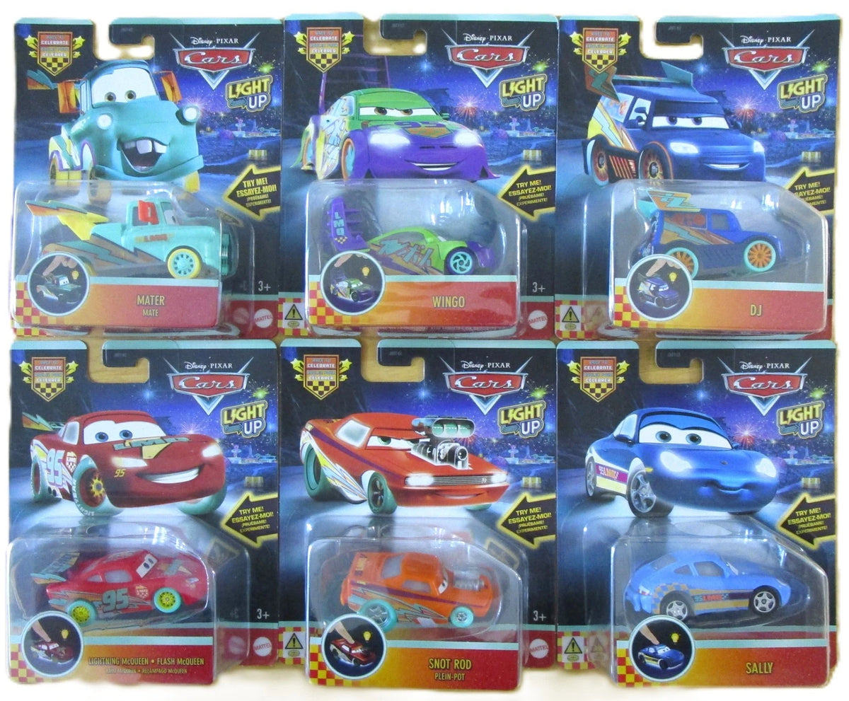 2026 Disney Pixar Cars Race to Celebrate Light-Up Series Complete Set of 6